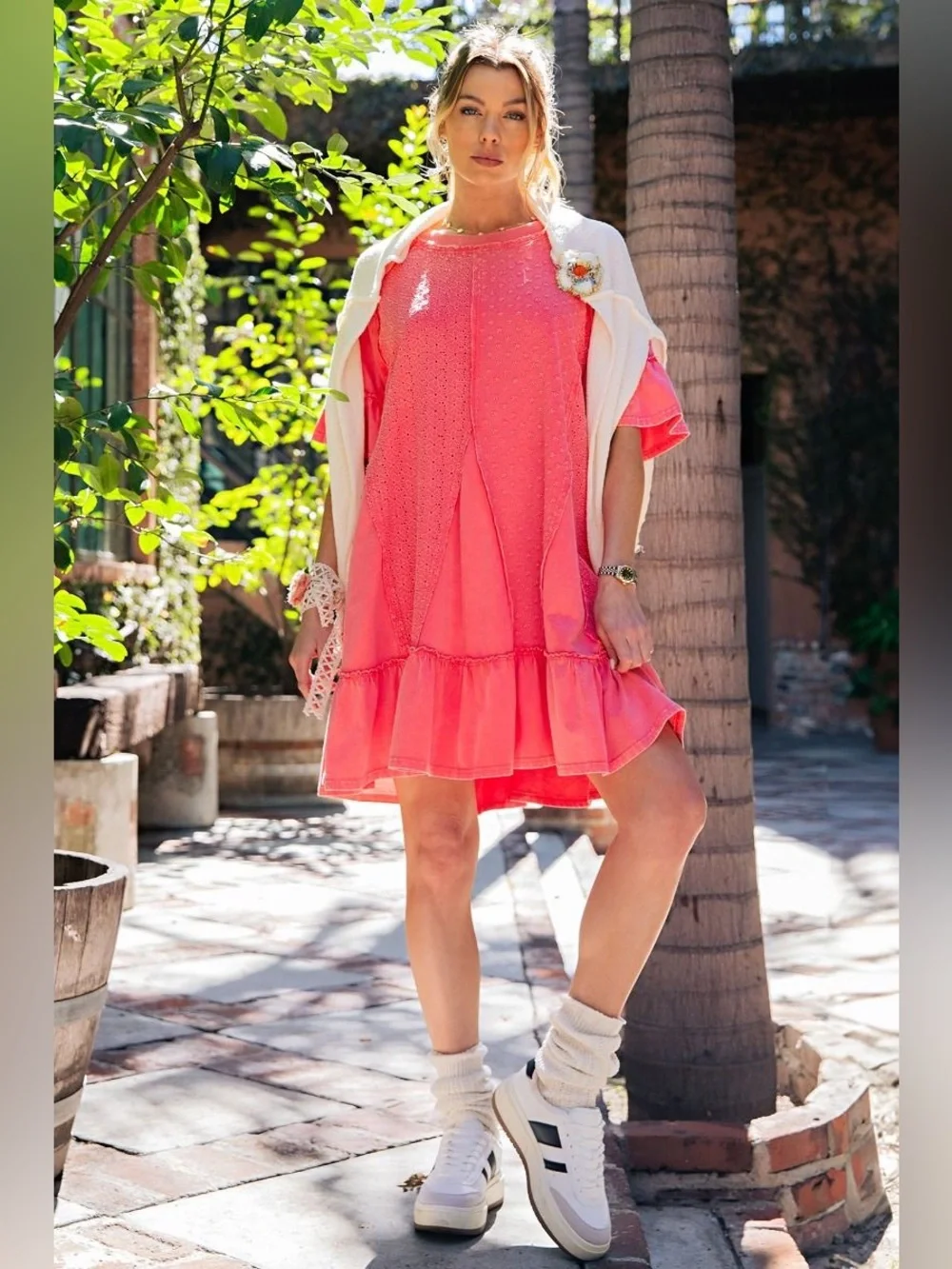 easel | Dresses | D3 Easel Coral Pink Ruffle Hem Short Dress | Poshmark